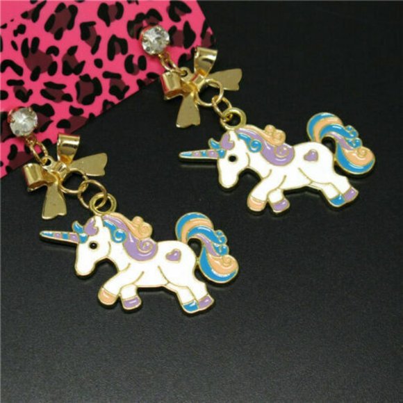 NWT Betsey Johnson Rainbow Unicorn Earrings - Picture 2 of 8
